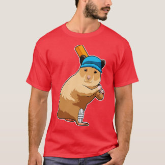 Hamster auf Cricket mit Cricket-Schläger T-Shirt