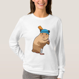 Hamster auf Cricket mit Cricket-Schläger T-Shirt