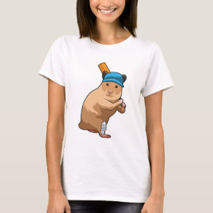 Hamster auf Cricket mit Cricket-Schläger T-Shirt