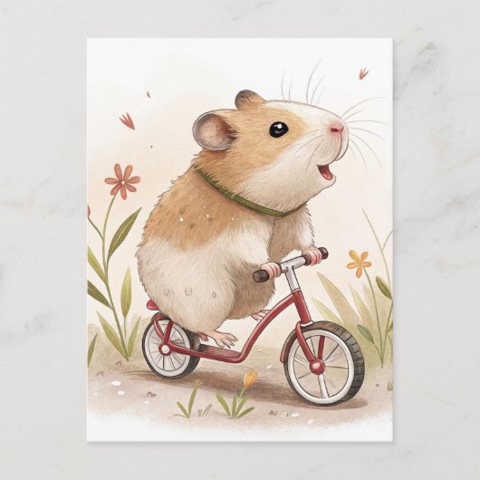 Hamster auf dem Fahrrad Postkarte (Vorderseite)