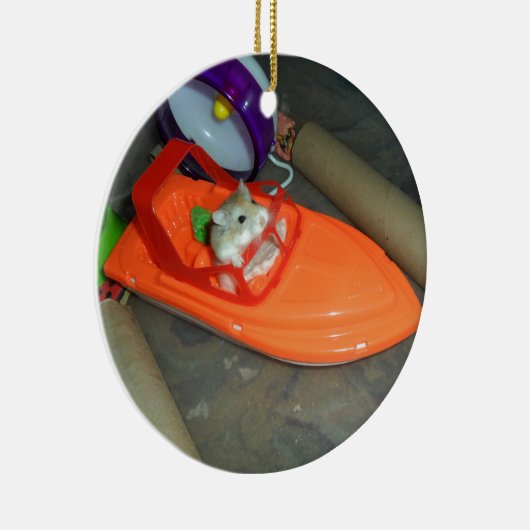 Hamster auf einem Boot Keramikornament (Rechts)