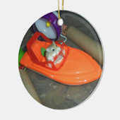 Hamster auf einem Boot Keramikornament (Links)
