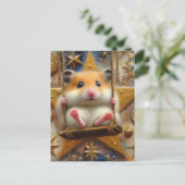 Hamster auf einem Swinging Star Postkarte (Stehend Vorderseite)