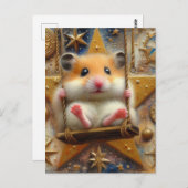 Hamster auf einem Swinging Star Postkarte (Vorne/Hinten)