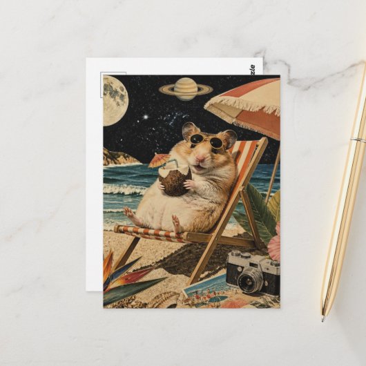 Hamster auf Urlaub Collage Postkarte (Vorderseite/Rückseite Beispiel)