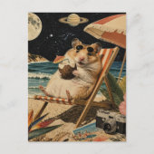 Hamster auf Urlaub Collage Postkarte (Vorderseite)