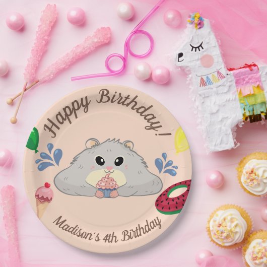 Hamster Bday Pool Party Pappteller (Party)