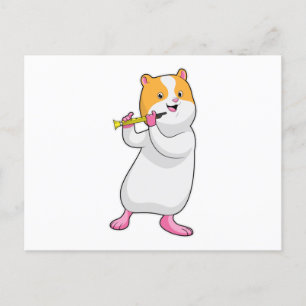 Hamster bei Musik mit Flöte Postkarte