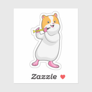 Hamster bei Musik mit Flute Aufkleber