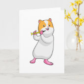 Hamster bei Musik mit Flute Karte (Gelbe Blume)