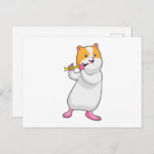 Hamster bei Musik mit Flute Postkarte (Vorne/Hinten)