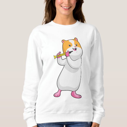 Hamster bei Musik mit Flute Sweatshirt (Vorderseite)