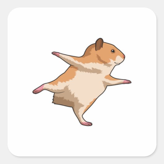 Hamster bei Yoga Stretching Legs Quadratischer Aufkleber (Vorderseite)