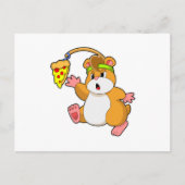 Hamster beim Essen mit Pizza Postkarte (Vorderseite)