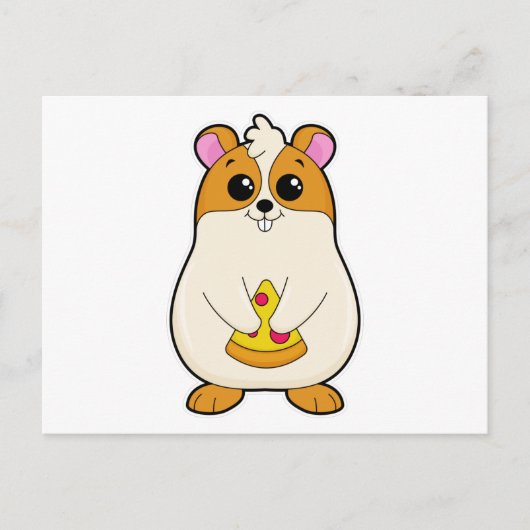 Hamster beim Essen von Pizza Postkarte (Vorderseite)