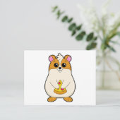 Hamster beim Pizzaessen Postkarte (Stehend Vorderseite)