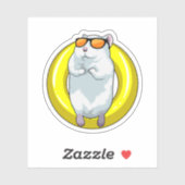 Hamster beim Schwimmen mit Schwimmring Aufkleber (Blatt)