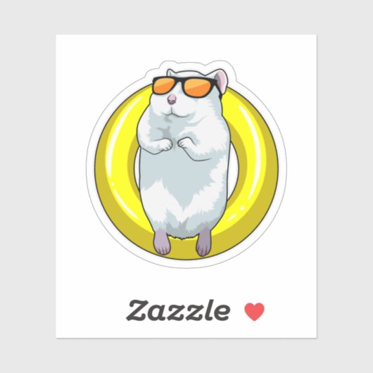 Hamster beim Schwimmen mit Schwimmring Aufkleber (Blatt)