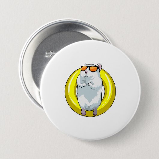 Hamster beim Schwimmen mit Schwimmring Button (Vorne & Hinten)