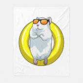 Hamster beim Schwimmen mit Schwimmring Fleecedecke (Vorderseite)