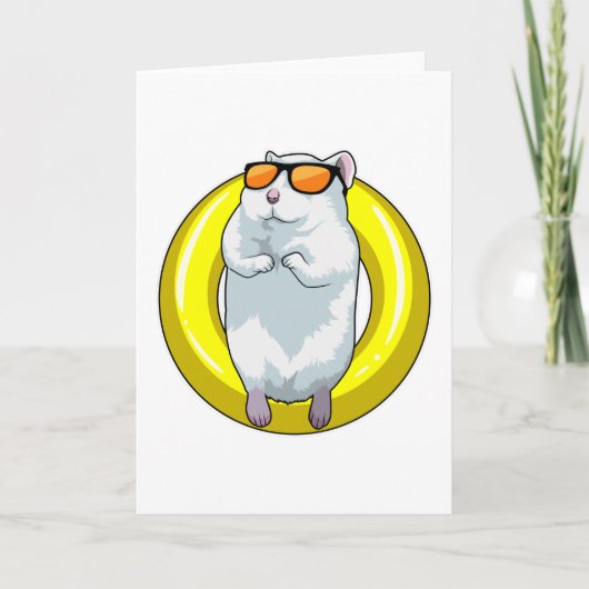 Hamster beim Schwimmen mit Schwimmring Karte (Vorderseite)