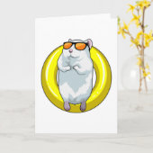 Hamster beim Schwimmen mit Schwimmring Karte (Gelbe Blume)