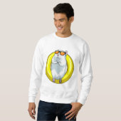 Hamster beim Schwimmen mit Schwimmring Sweatshirt (Vorne ganz)