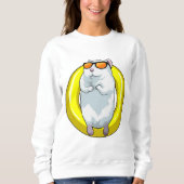 Hamster beim Schwimmen mit Schwimmring Sweatshirt (Vorderseite)