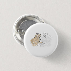 Hamster berührt großen weißen Bärenfreund Geschenk Button