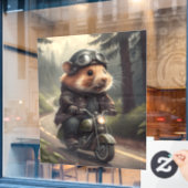 Hamster Biker Fensteraufkleber (Café-Fenster)