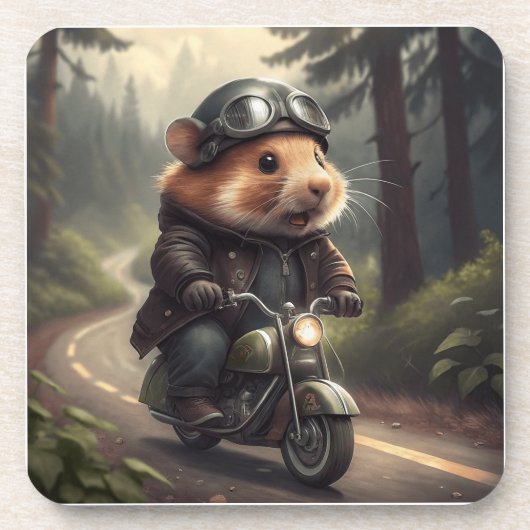 Hamster Biker Getränkeuntersetzer (Vorderseite)