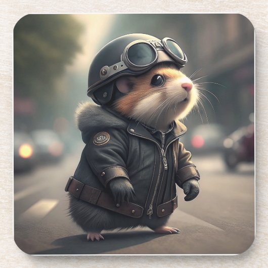 Hamster Biker Getränkeuntersetzer (Vorderseite)