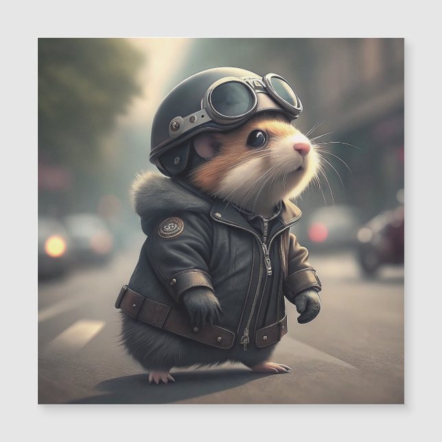 Hamster Biker Magnetkarte (Vorderseite)
