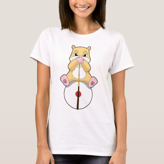 Hamster Billard Queue Sport T-Shirt (Vorderseite)