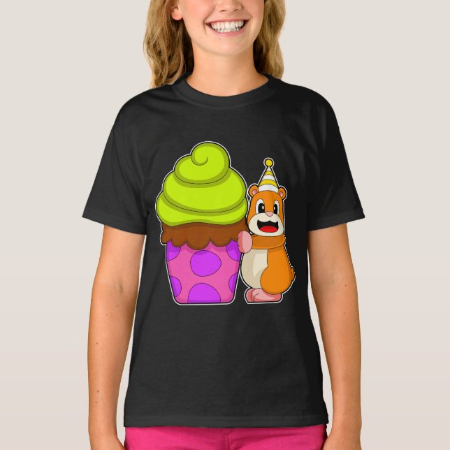 Hamster Birthday Cupcake T-Shirt (Vorderseite)