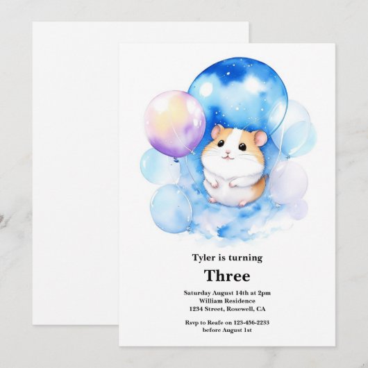 Hamster Birthday Einladung (Vorne/Hinten)