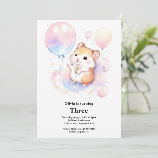 Hamster Birthday Einladung (Stehend Vorderseite)