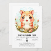 Hamster Birthday in Boho Style Einladung (Vorne/Hinten)