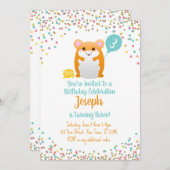 Hamster Birthday Party Einladung Blue Confetti (Vorne/Hinten)