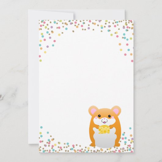 Hamster Birthday Party Einladung Confetti Glitzer (Rückseite)