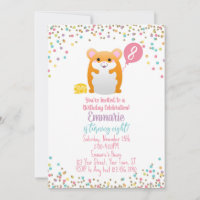 Hamster Birthday Party Einladung Confetti Glitzer