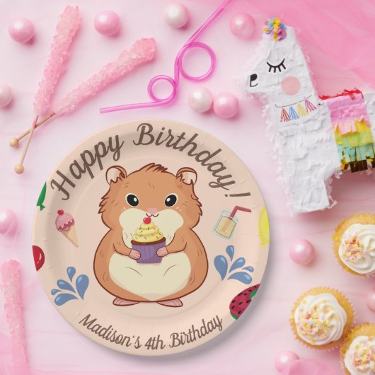 Hamster Birthday Pool Party Pappteller (Party)