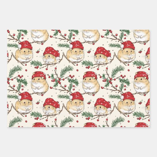 Hamster Christmas Wrapping Paper Geschenkpapier Set (Vorderseite 3)