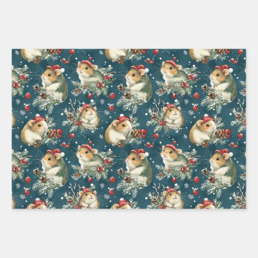 Hamster Christmas Wrapping Paper Geschenkpapier Set (Vorderseite 2)