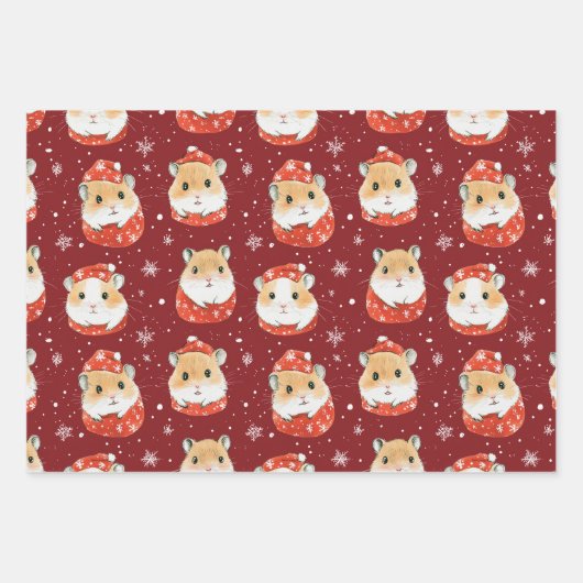Hamster Christmas Wrapping Paper Geschenkpapier Set (Vorderseite)