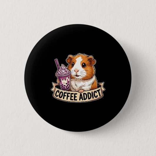 Hamster Coffee Addict Cute Rodent Boba Tea Gift  Button (Vorderseite)