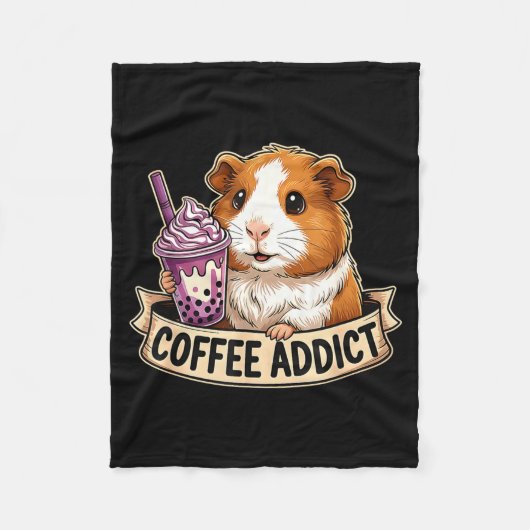 Hamster Coffee Addict Cute Rodent Boba Tea Gift Fleecedecke (Vorderseite)