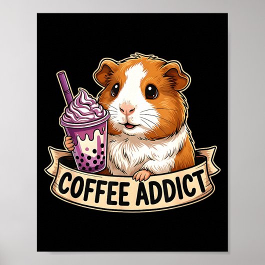 Hamster Coffee Addict Cute Rodent Boba Tea Gift Poster (Vorne)