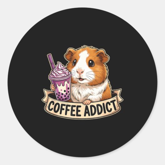 Hamster Coffee Addict Cute Rodent Boba Tea Gift Runder Aufkleber (Vorderseite)