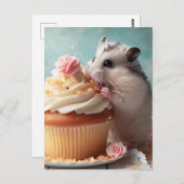 Hamster, der Kuchen isst Postkarte (Vorne/Hinten)
